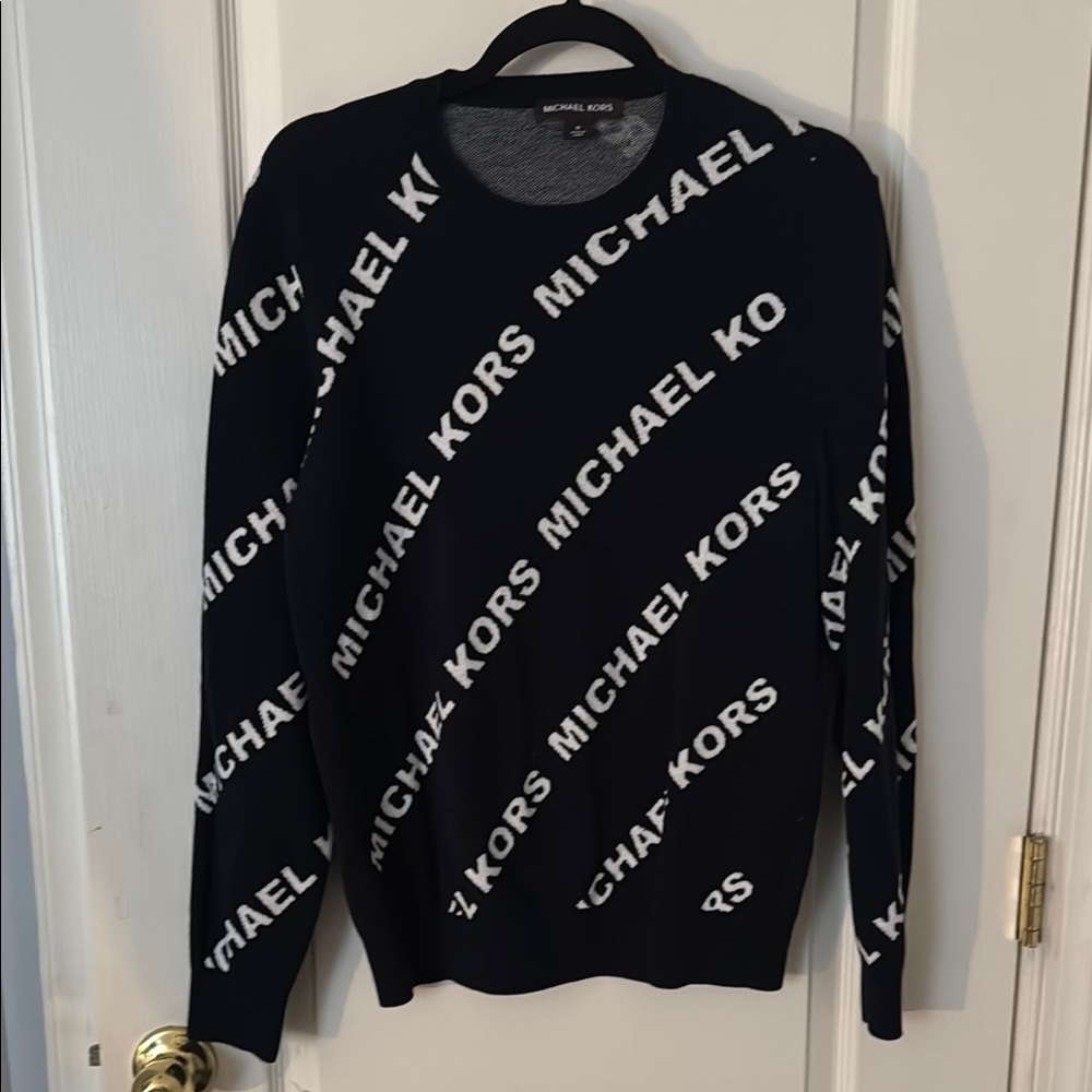 Michael Kors Black Crew Neck Sweater with Graphic Text